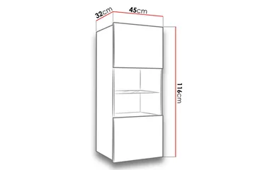 Calabrini vitrineskab 45x32x117 cm - Hvid - Opbevaring - Skab - Vitrineskabe