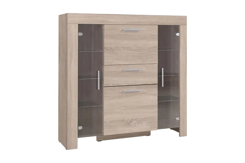 Cezar Vitrineskab 130x42x131 cm, Beige / Grå