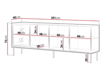 Claven skænk 200 cm - beige - Opbevaring - Opbevaringsmøbler - Skænke & sideboards