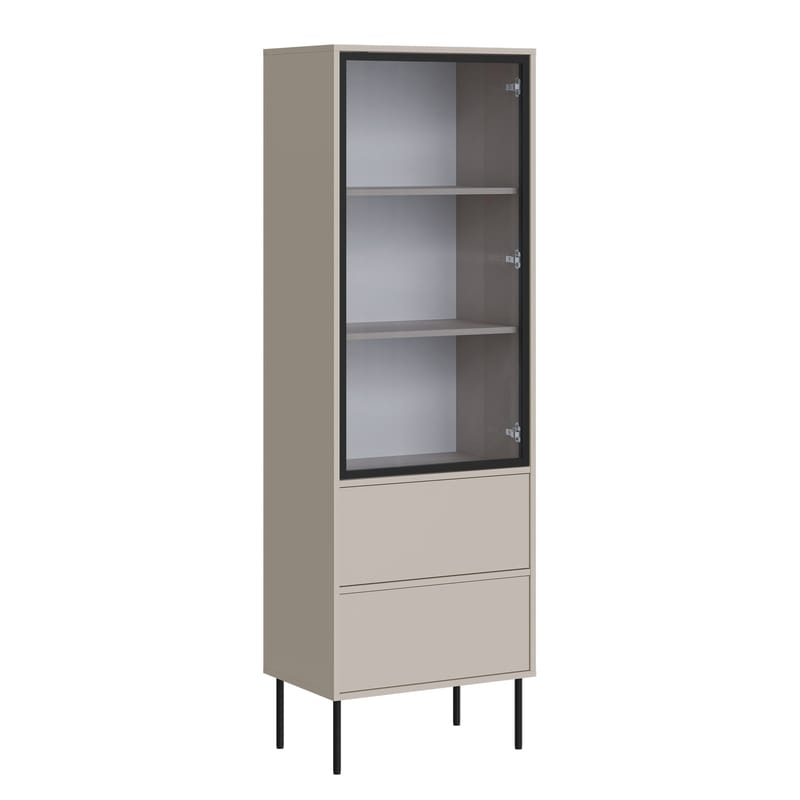 Claven Vitrineskab 60x185 cm - beige - Opbevaring - Skab - Vitrineskabe