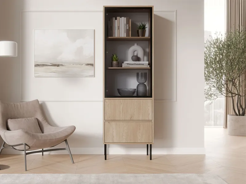 Claven Vitrineskab 60x185 cm - brun - Opbevaring - Skab - Vitrineskabe