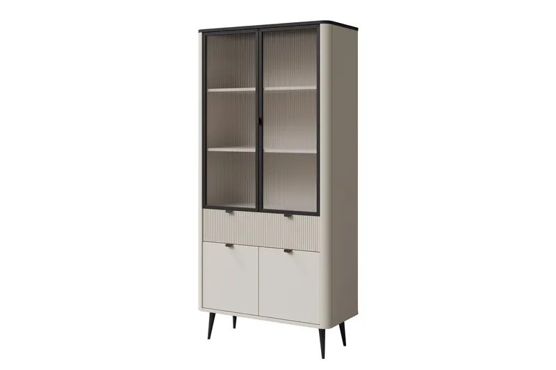 Cucina Vitrineskab 90x191 cm, Beige/Grå