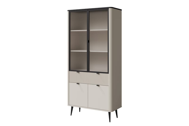 Cucina Vitrineskab 90x191 cm - Beige/Grå - Opbevaring - Skab - Vitrineskabe