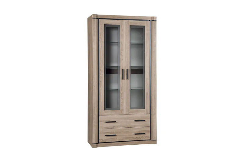 Dallas vitrineskab 97x43,5x192 cm, Eg / LED-belysning