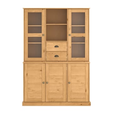 Edith vitrineskab 127x180 cm - Bejdset/vokset fyrretræ - Opbevaring - Skab - Vitrineskabe