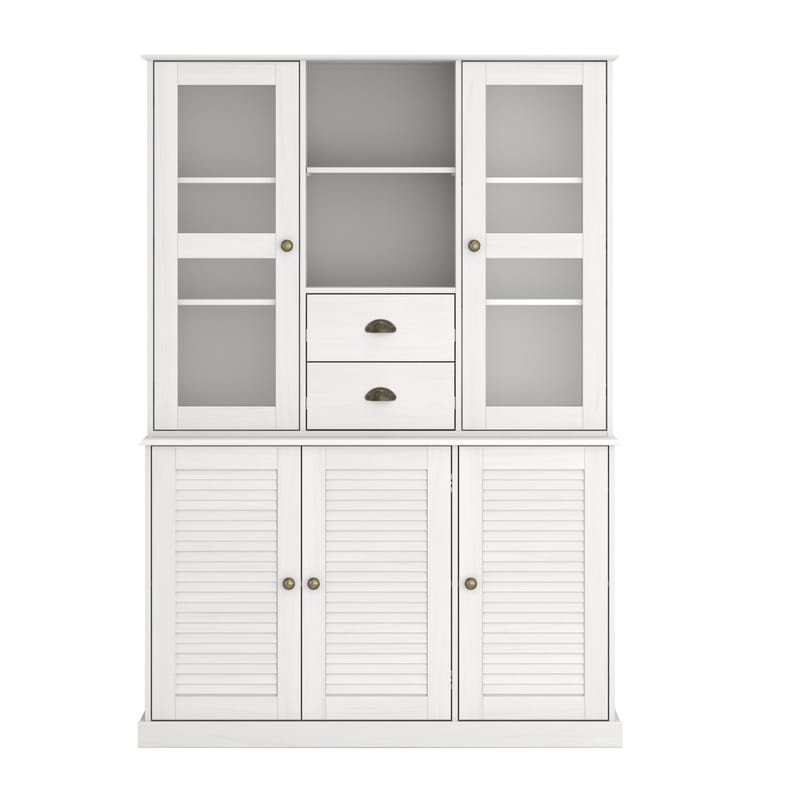 Edith vitrineskab 127x180 cm - Hvid - Opbevaring - Skab - Vitrineskabe