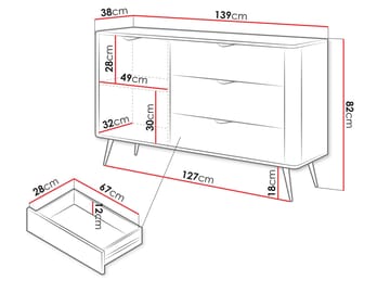 Forba skænk 139 cm - hvid - Opbevaring - Skab - Barskab