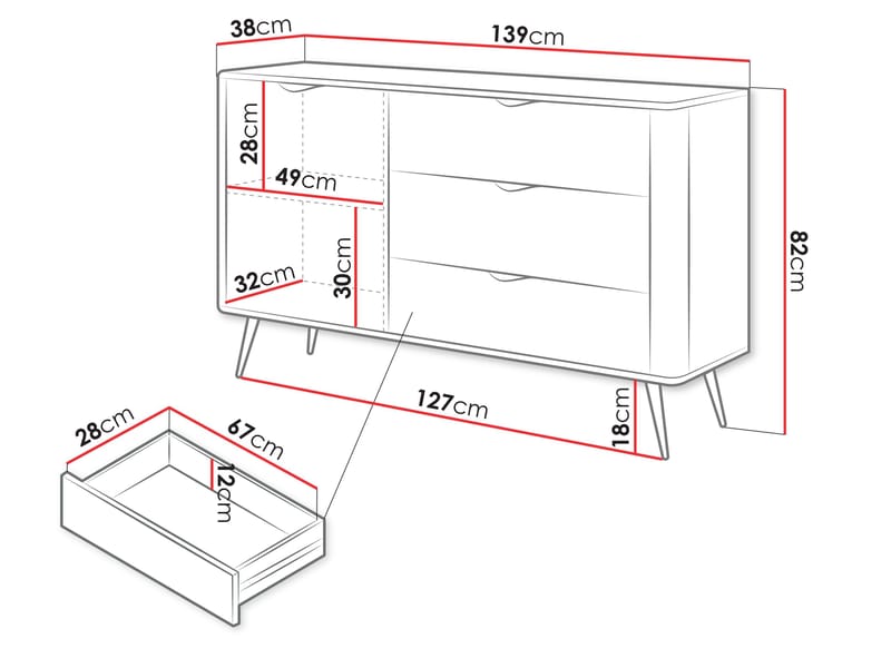 Forba skænk 139 cm - hvid - Opbevaring - Skab - Barskab
