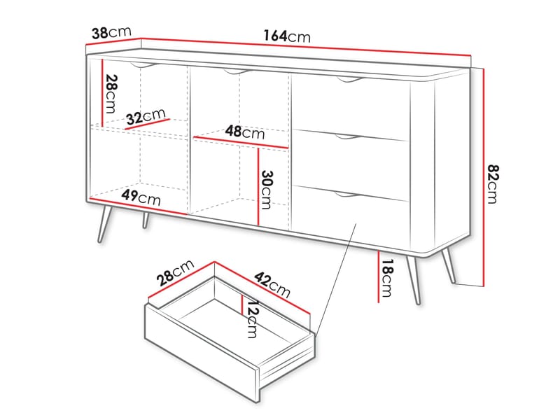Forba skænk 164 cm - hvid - Opbevaring - Skab - Barskab