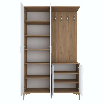 Garderobestativ Wallxpert Dara EA147 (120 x 198,6 x 37,5 cm) Valnød Hvid - Valnød og hvid - Møbler - Entrémøbler - Møbelsæt til hall og entre