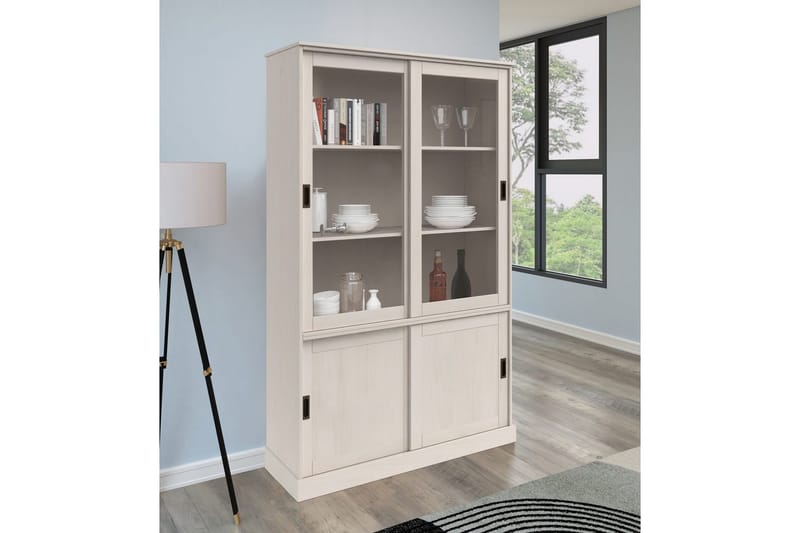 Harry Vitrineskab 115x190 cm - Hvid - Opbevaring - Skab - Vitrineskabe