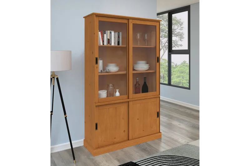 Harry Vitrineskab 115x190 cm - Natur - Opbevaring - Skab - Vitrineskabe