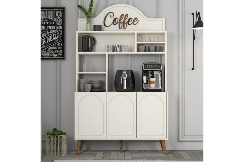 Hazim Barskab 120x202 cm - Brun/Cremevhid - Opbevaring - Skab - Barskab
