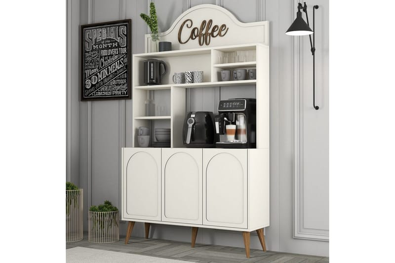 Hazim Barskab 120x202 cm - Brun/Cremevhid - Opbevaring - Skab - Barskab