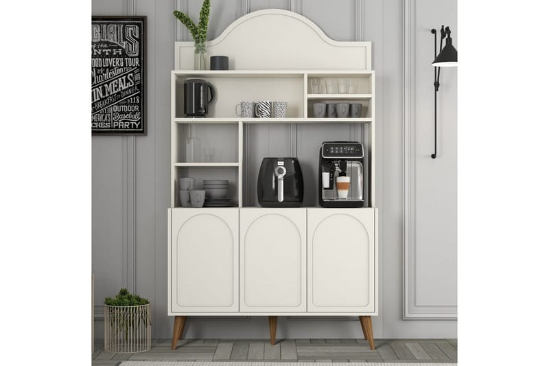 Hazim Barskab 120x202 cm - Brun/Cremevhid - Opbevaring - Skab - Barskab