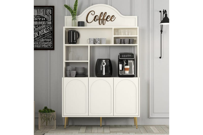 Hazim Barskab 120x202 cm - Guld/Cremevhid - Opbevaring - Skab - Barskab