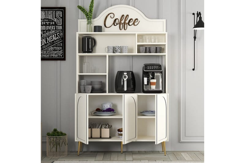 Hazim Barskab 120x202 cm - Guld/Cremevhid - Opbevaring - Skab - Barskab