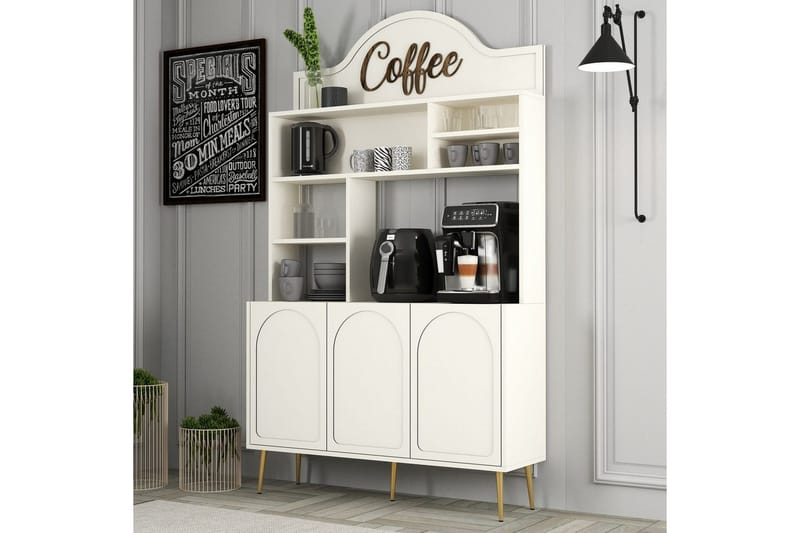 Hazim Barskab 120x202 cm - Guld/Cremevhid - Opbevaring - Skab - Barskab
