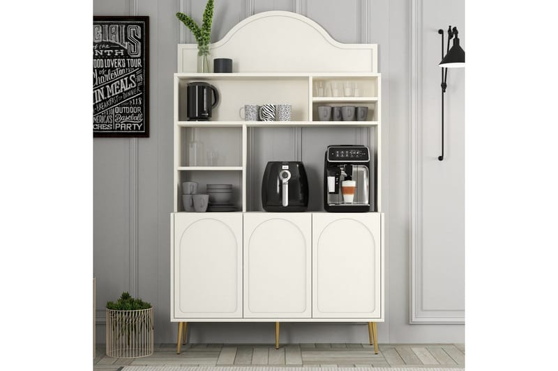 Hazim Barskab 120x202 cm - Guld/Cremevhid - Opbevaring - Skab - Barskab