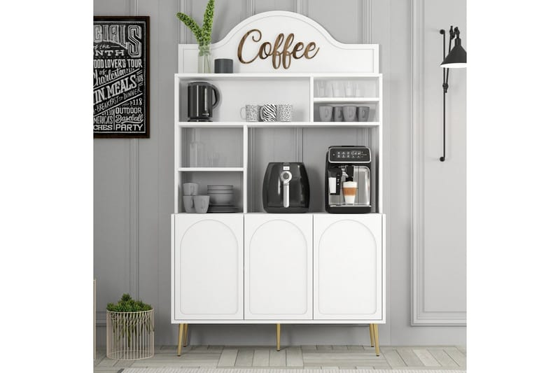 Hazim Barskab 120x202 cm - Guld/Hvid - Opbevaring - Skab - Barskab