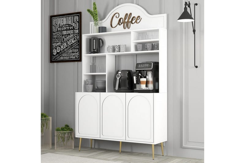 Hazim Barskab 120x202 cm - Guld/Hvid - Opbevaring - Skab - Barskab