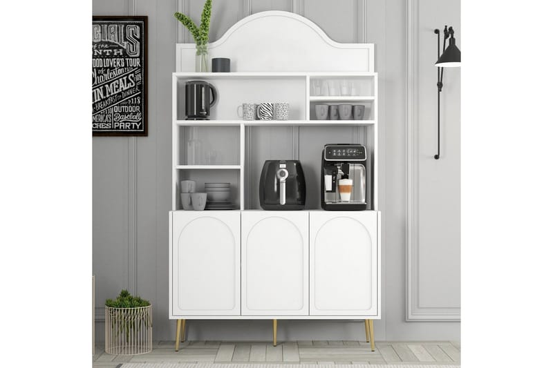 Hazim Barskab 120x202 cm - Guld/Hvid - Opbevaring - Skab - Barskab