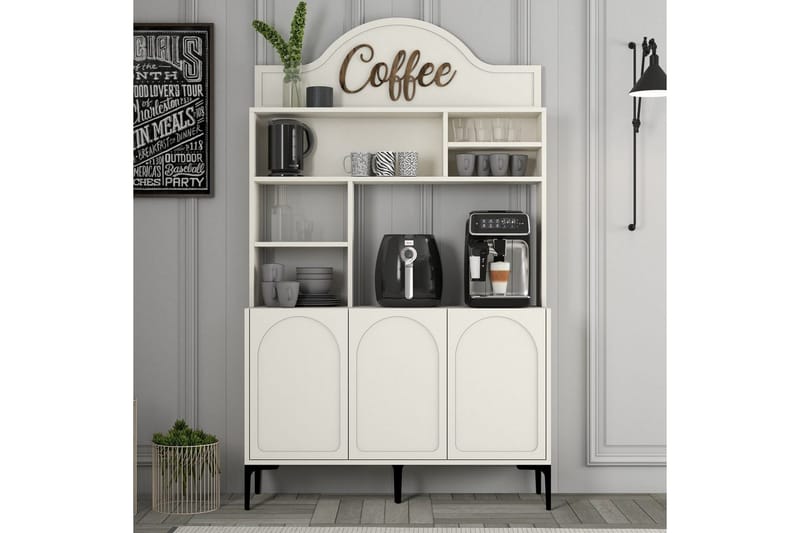 Hazim Barskab 120x202 cm - Sort/Cremevhid - Opbevaring - Skab - Barskab
