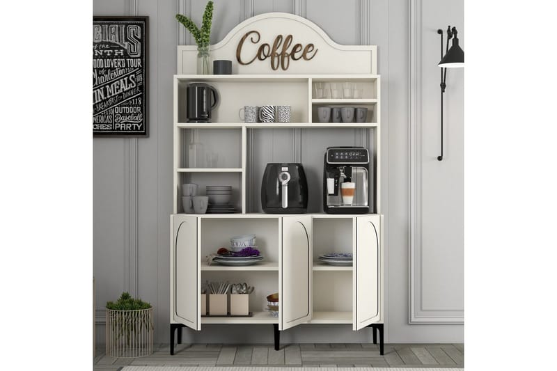 Hazim Barskab 120x202 cm - Sort/Cremevhid - Opbevaring - Skab - Barskab