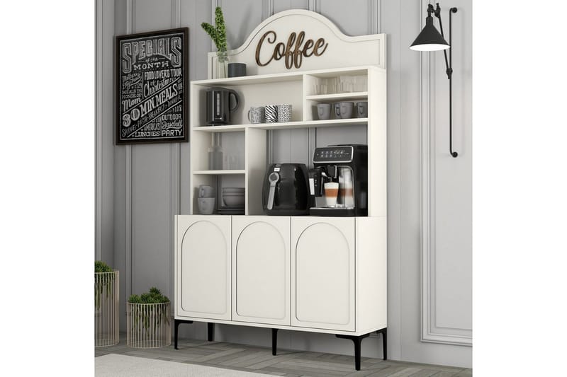 Hazim Barskab 120x202 cm - Sort/Cremevhid - Opbevaring - Skab - Barskab