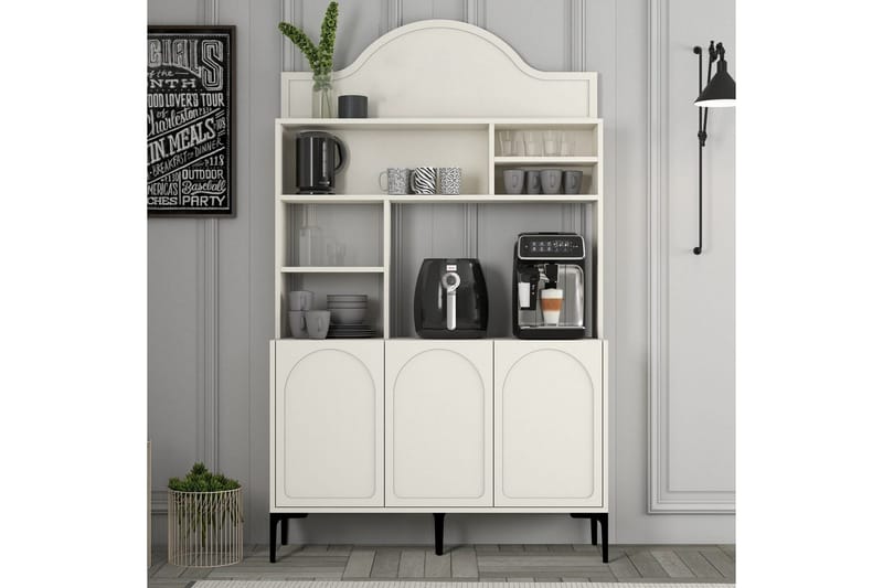 Hazim Barskab 120x202 cm - Sort/Cremevhid - Opbevaring - Skab - Barskab