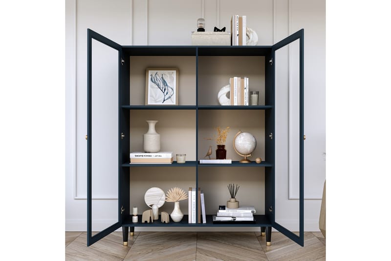 Includo Vitrineskab 120x155 cm - Blå - Opbevaring - Skab - Vitrineskabe