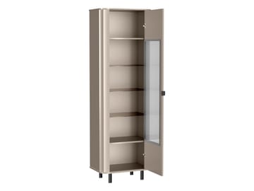 Joriel Vitrineskab 66x200 cm - Hvid|sort - Opbevaring - Skab - Vitrineskabe