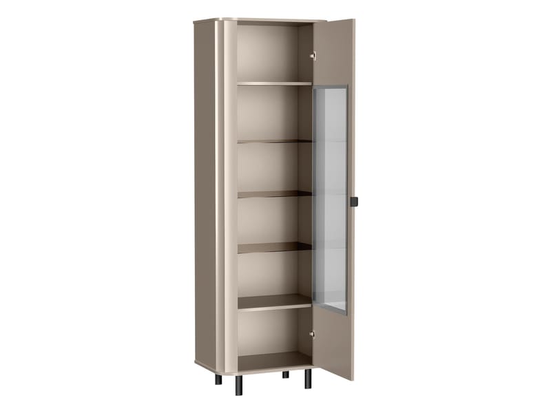 Joriel Vitrineskab 66x200 cm med LED-belysning - Beige|sort - Opbevaring - Skab - Vitrineskabe