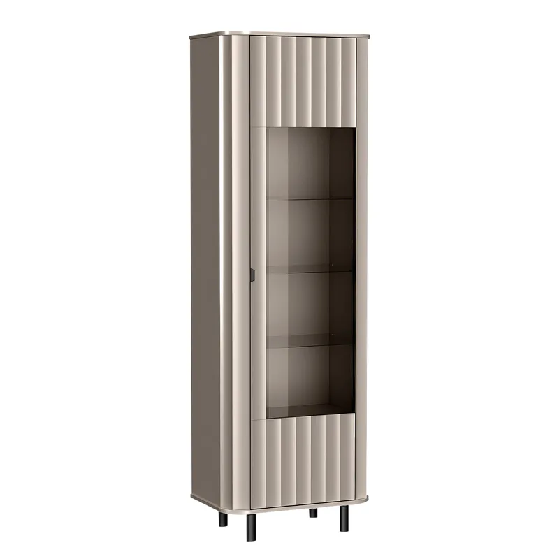 Joriel Vitrineskab 66x200 cm med LED-belysning, Beige|sort