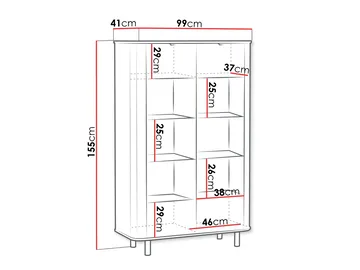Joriel Vitrineskab 99x155 cm LED-belysning - Beige - Opbevaring - Skab - Vitrineskabe