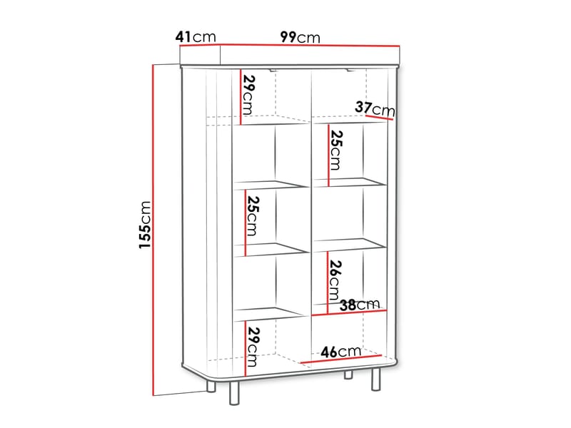 Joriel Vitrineskab 99x155 cm LED-belysning - Beige - Opbevaring - Skab - Vitrineskabe
