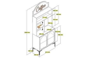 Kaffebarskab Hazim To Creme / Sort - Creme / Sort - Opbevaring - Skab - Barskab