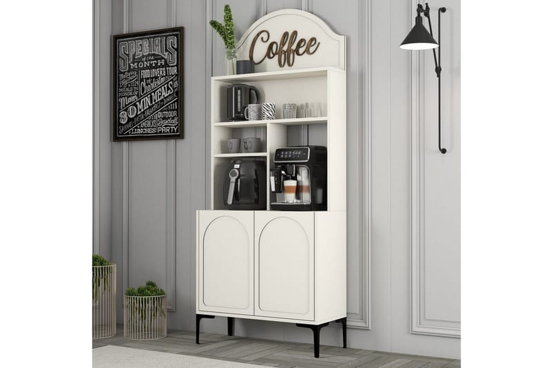 Kaffebarskab Hazim To Creme / Sort - Creme / Sort - Opbevaring - Skab - Barskab