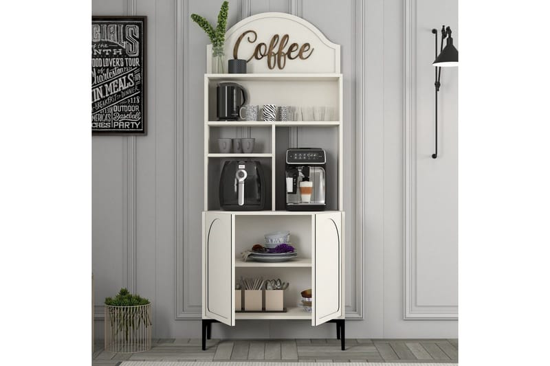 Kaffebarskab Hazim To Creme / Sort - Creme / Sort - Opbevaring - Skab - Barskab