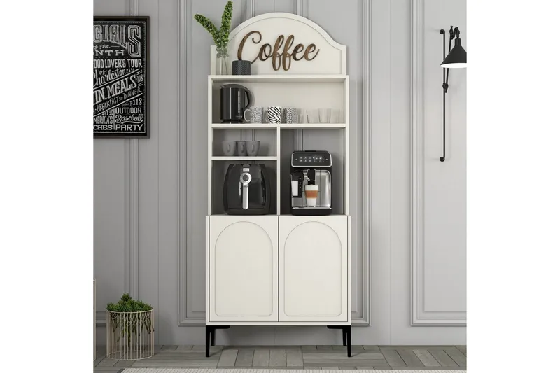 Kaffebarskab Hazim To Creme / Sort - Creme / Sort - Opbevaring - Skab - Barskab