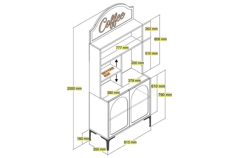 Kaffebarskab Hazim To Creme / Sort - Creme / Sort - Opbevaring - Skab - Barskab