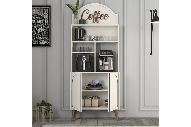 Kaffebarskab Hazim To Creme / Valnød - Creme / Valnød - Opbevaring - Skab - Barskab