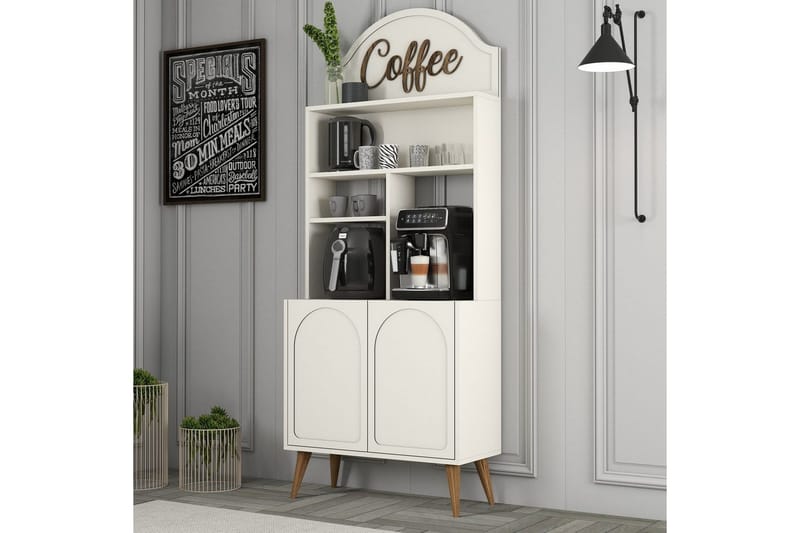Kaffebarskab Hazim To Creme / Valnød - Creme / Valnød - Opbevaring - Skab - Barskab