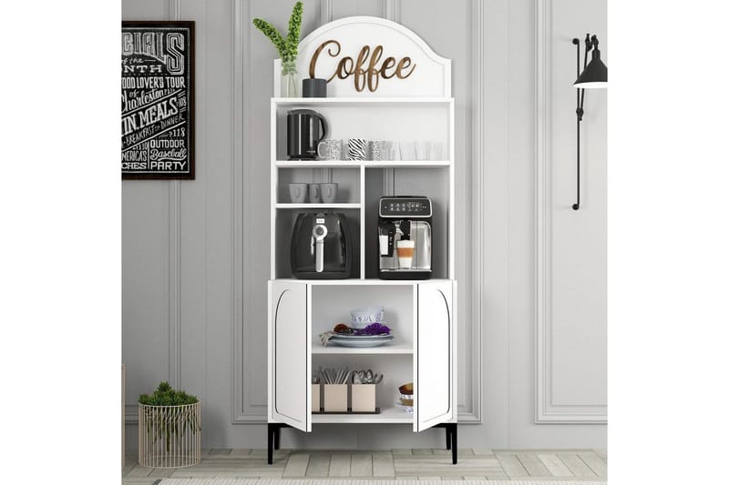 Kaffebarskab Hazim To Hvid / Sort - Hvid / Sort - Opbevaring - Skab - Barskab