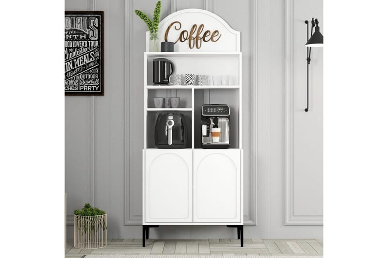 Kaffebarskab Hazim To Hvid / Sort - Hvid / Sort - Opbevaring - Skab - Barskab