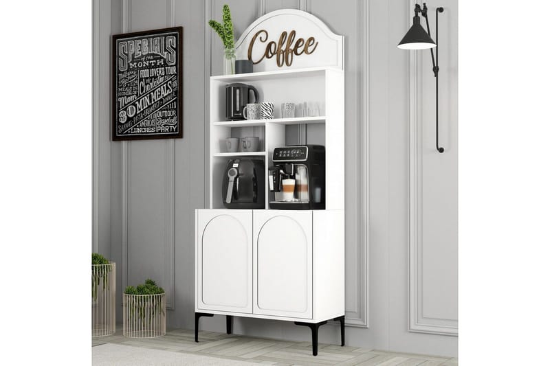 Kaffebarskab Hazim To Hvid / Sort - Hvid / Sort - Opbevaring - Skab - Barskab