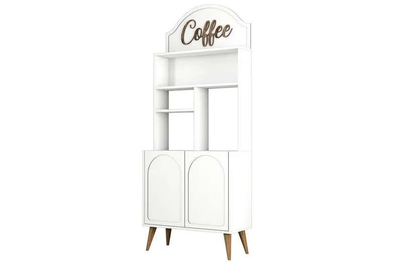 Kaffebarskab Hazim To Hvid / Valnød, Hvid / Valnød