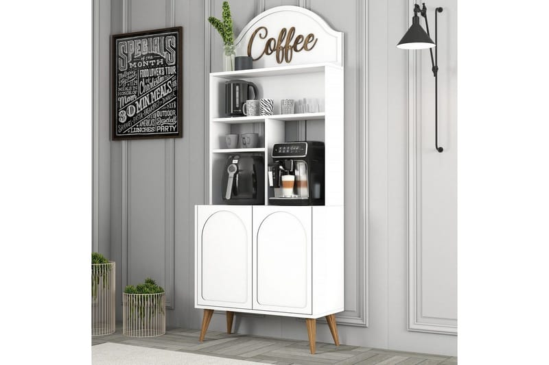 Kaffebarskab Hazim To Hvid / Valnød - Hvid / Valnød - Opbevaring - Skab - Barskab