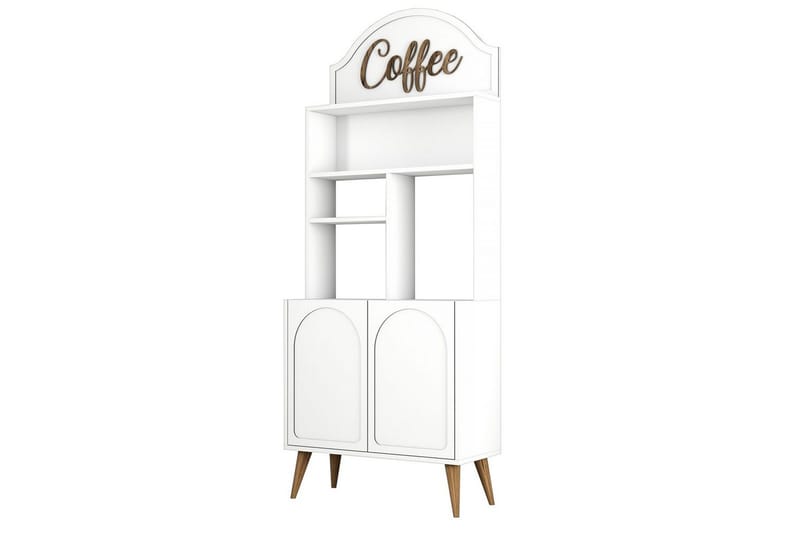 Kaffebarskab Hazim To Hvid / Valnød - Hvid / Valnød - Opbevaring - Skab - Barskab