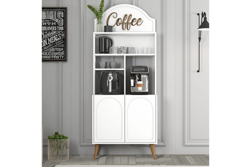 Kaffebarskab Hazim To Hvid / Valnød - Hvid / Valnød - Opbevaring - Skab - Barskab